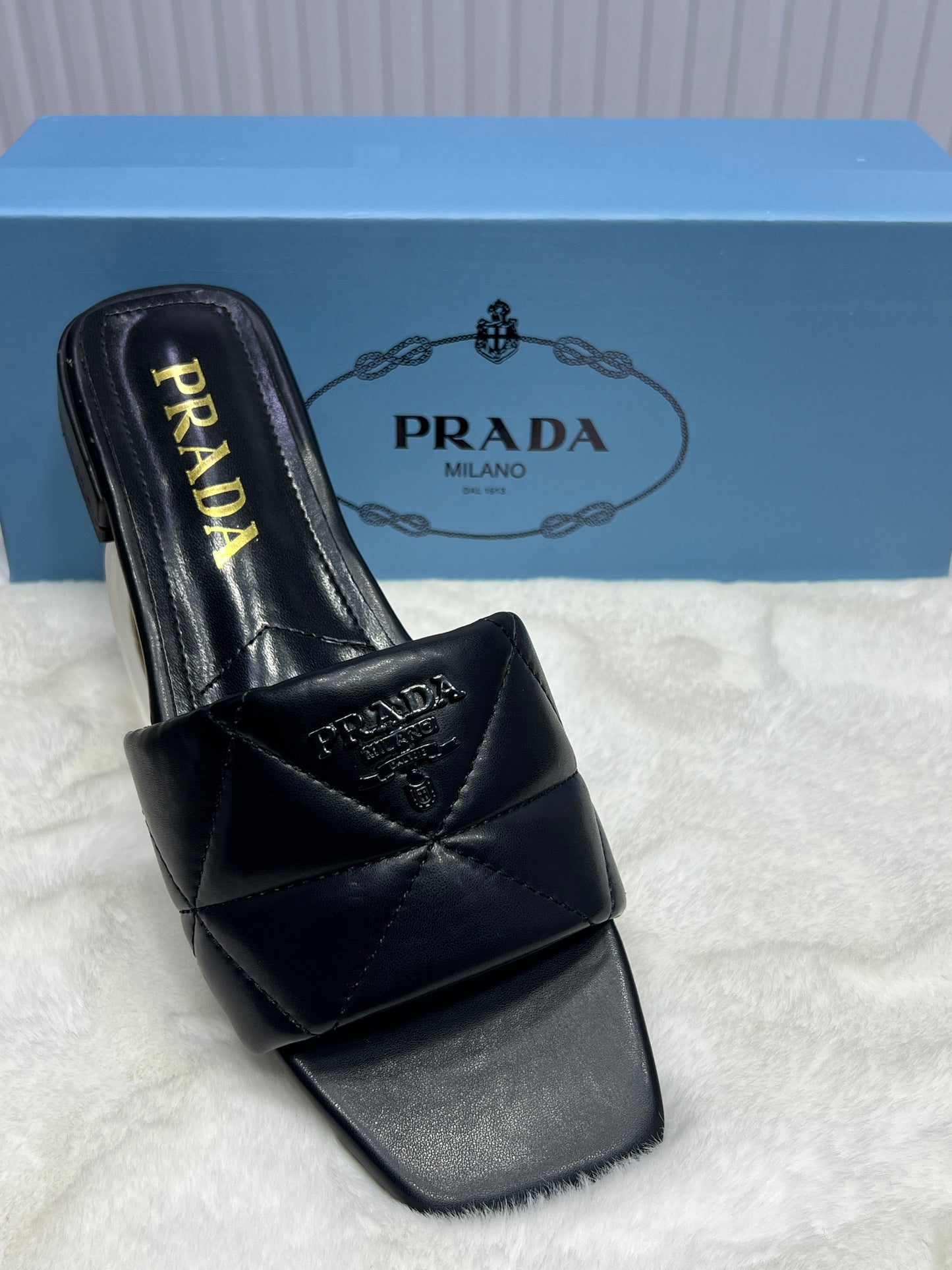 Prada Milano Quilted Flat Slides for Women (Slip-On Sandals) (Designer Inspired)