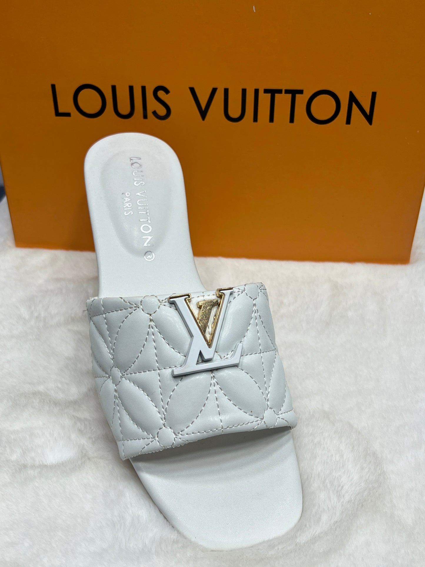 LV Quilted Slides for Women – Imported Designer Premium Quality with Box (Designer Inspired)