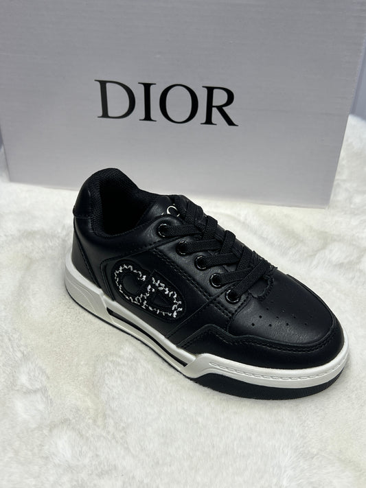 Kids Luxury Style Casual Sneakers – Black & White Designer Inspired Shoes