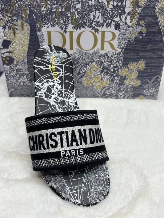 Premium Designer Style Ladies Slides – Floral Printed Strap Slippers (Inspired by Paris Fashion)